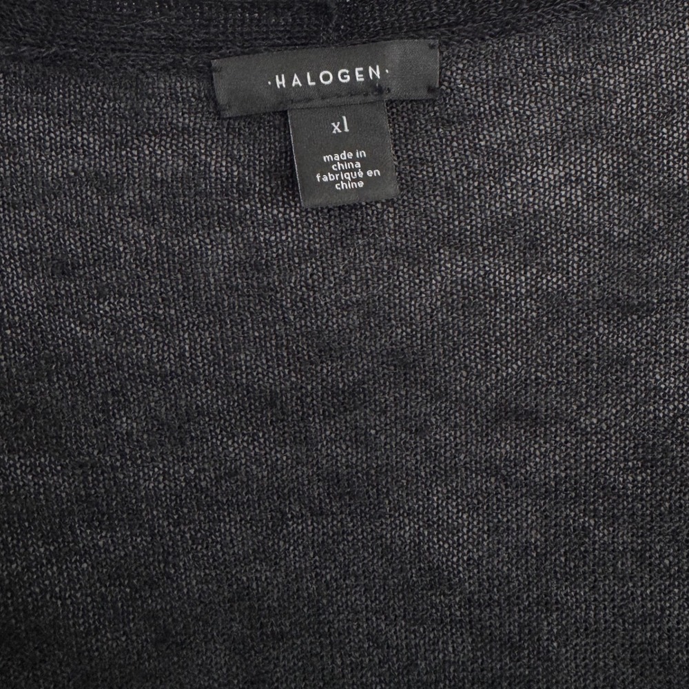 Halogen Nordstrom Black Open Front Longline Cardigan Sweater - Lightweight Knit - Picture 3 of 4